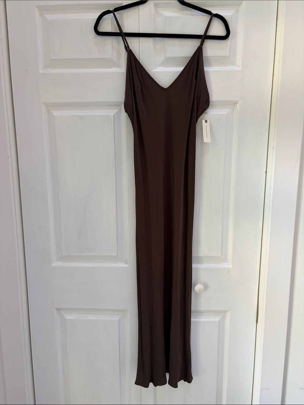 Anthropologie Brown Slip Midi Dress with Adjustable Spaghetti Straps